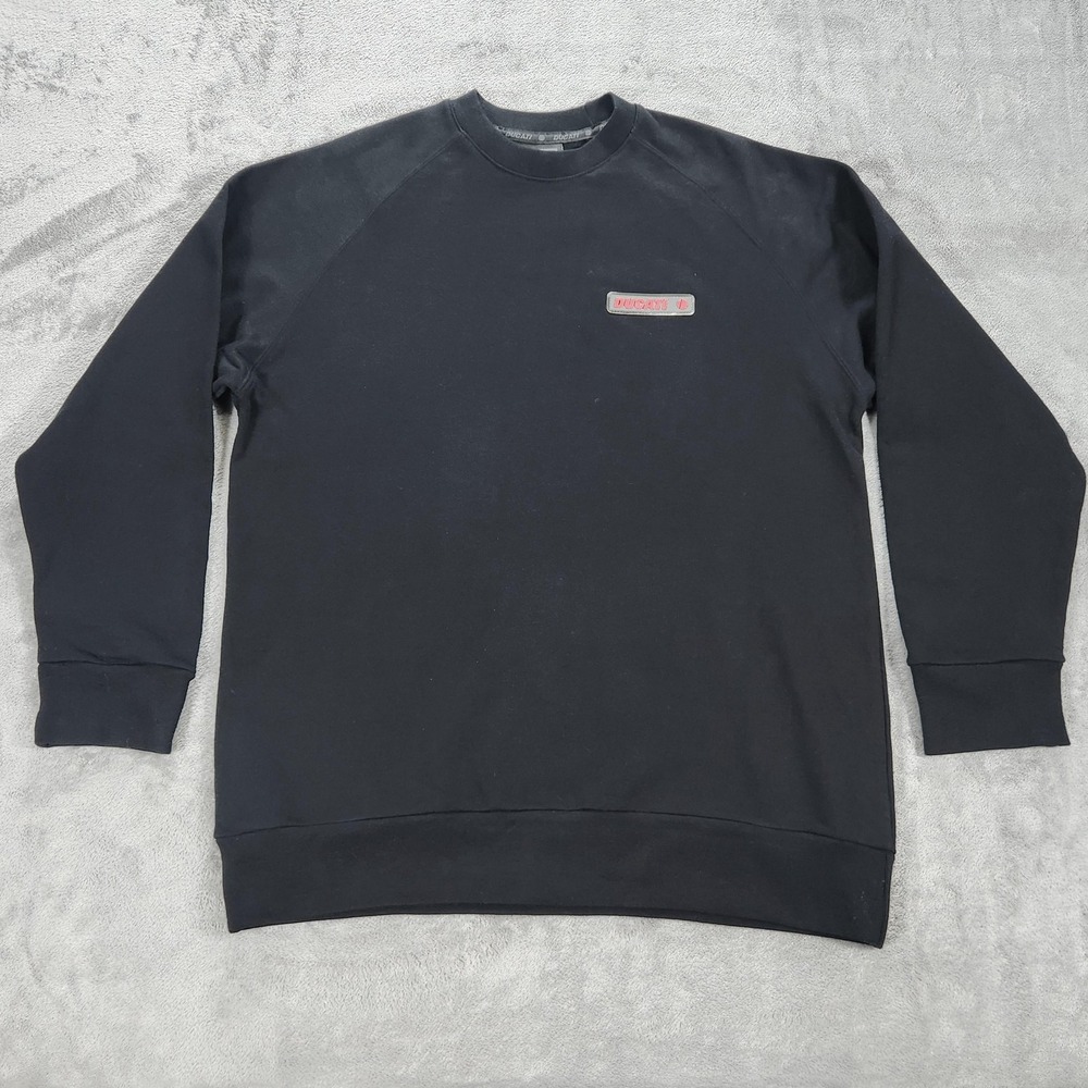 Ducati Sweatshirt Mens Medium Black Fleece Crewneck‎ Pullover Logo Biker Moto